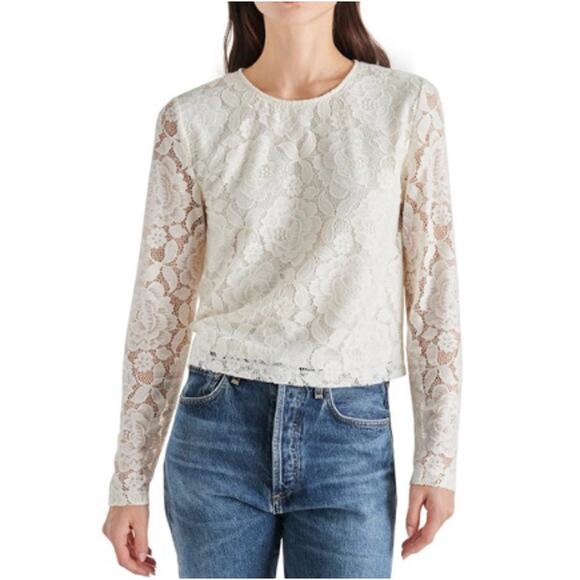 Steve Madden Tops - New ~ STEVE MADDEN ~Whisper White Demi Floral Lace Long Sleeve Top Size S